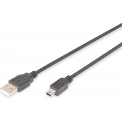 AK-300108-018-S, USB 2.0 кабел type A - mini B (5pin) M/M, 1.8m