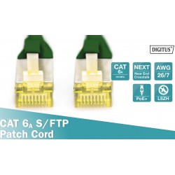 DK-1644-A-0025/G, Пач кабел Cat.6A 0.25m SFTP зелен., Assmann