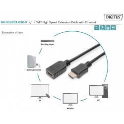 AK-330201-030-S, HDMI кабел extension 4K M/F 3м, Assmann