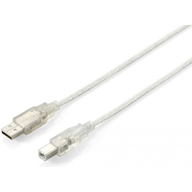 37616, USB 2.0 Кабел A-B 1.8m сив, Equip