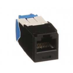 The Category 6A, RJ45, 8-position, 8-wire, 10 Gb/s UTP Mini-Com® universal jack module has TG-style termination and is black.