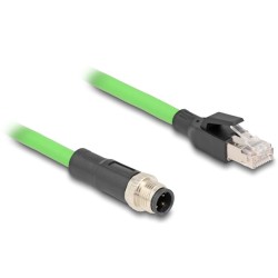 80426, M12 Cable D-coded 4 pin male/RJ45 male PUR 1m