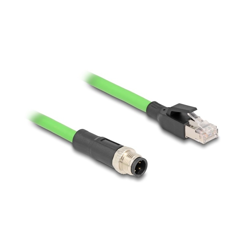 80427, M12 Cable D-coded 4 pin male/RJ45 male PUR 2m