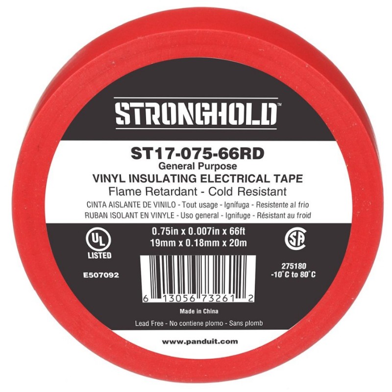 ST17-075-66RD, Изолирбанд 19mmx20m червен StrongHold™byPanduit ST17-075-66RD, Изолирбанд 19mmx20m червен StrongHold™byPanduit