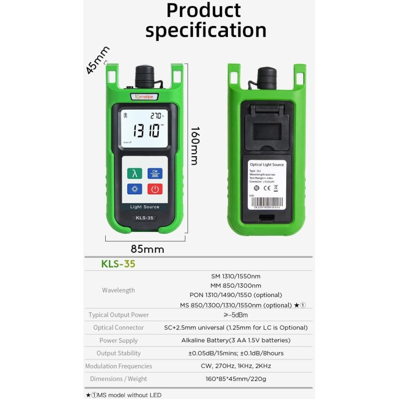 KLS-35-S, Optical Light Source Single Mode