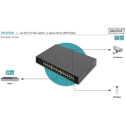 DN-95356, 24 port 10/100 POE, 2+1 Uplink, RJ45 + SFP, 240W