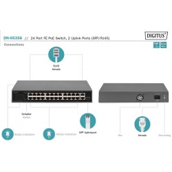 DN-95356, 24 port 10/100 POE, 2+1 Uplink, RJ45 + SFP, 240W