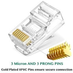 TEL-FPC5E, RJ45 плъг неекраниран 3 prongs pass through, конектор