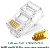 TEL-FPC5E, RJ45 плъг неекраниран 3 prongs pass through, конектор