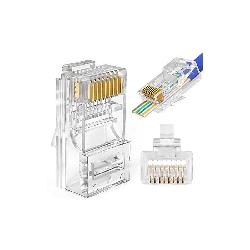 TEL-FPC5E, RJ45 плъг неекраниран 3 prongs pass through, конектор