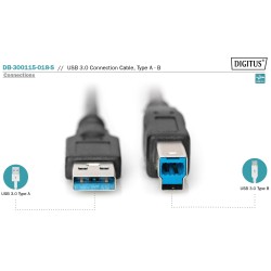 DB-300115-018-S, USB 3.0 кабел A-B, M/M 1.8m Assmann