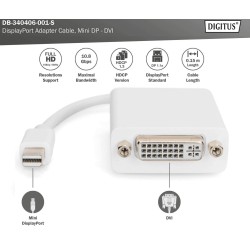 DB-340406-001-W, MiniDisplayPort към DVI адаптер кабел 0,15м Assmann