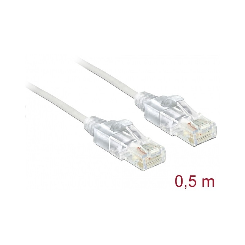 83780, Patch cable cat.6 0.5m UTP бял Delock