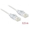 83780, Patch cable cat.6 0.5m UTP бял Delock