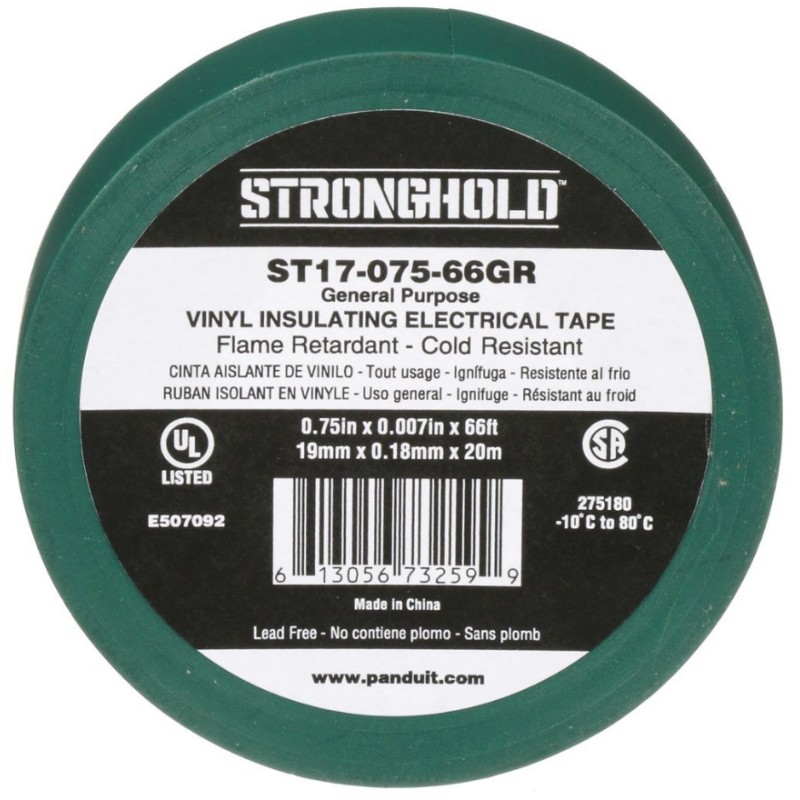 ST17-075-66GR, Изолирбанд 19mmx20m зелен StrongHold™byPanduit