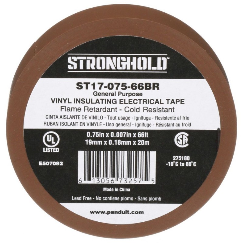 ST17-075-66BR, Изолирбанд 19mmx20m кафяв StrongHold™byPanduit