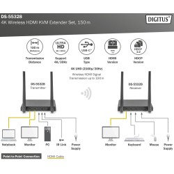 DS-55328, 4K Wireless HDMI Exptender/SPlitter 150m