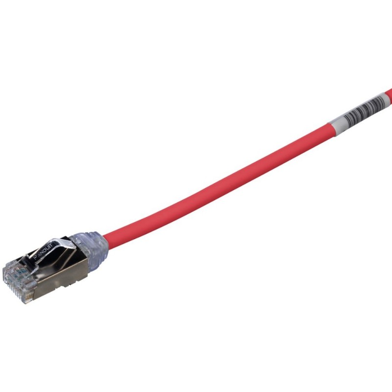 STP28X1MRD, Пач кабел 28AWG STP Cat.6A 1м червен, Panduit