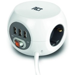 AC2410, Разклонител CUBE 3xШуко, 3xUSB, 3м кабел