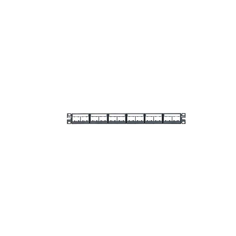 CPPL24WBLY, Mini Com 24-port modular patch panel with faceplates in black, with label and label covers, (1RU)