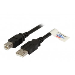 K5256SW.5, USB 2.0 кабел A-B M/M 5m черен Premium, EFB