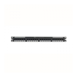 NK6PPG24Y, NetKey 24-port category 6 punchdown flat patch panel in black, (1 RU).