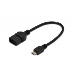 DK-300309-002-S,  USB 2.0 кабел OTG, type micro B - A, M/F 0,2м