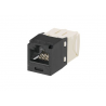 CJ688TGBL, The Category 6, RJ45, 8-position, 8-wire, UTP Mini-Com® universal jack module has TG-style termination and is black.