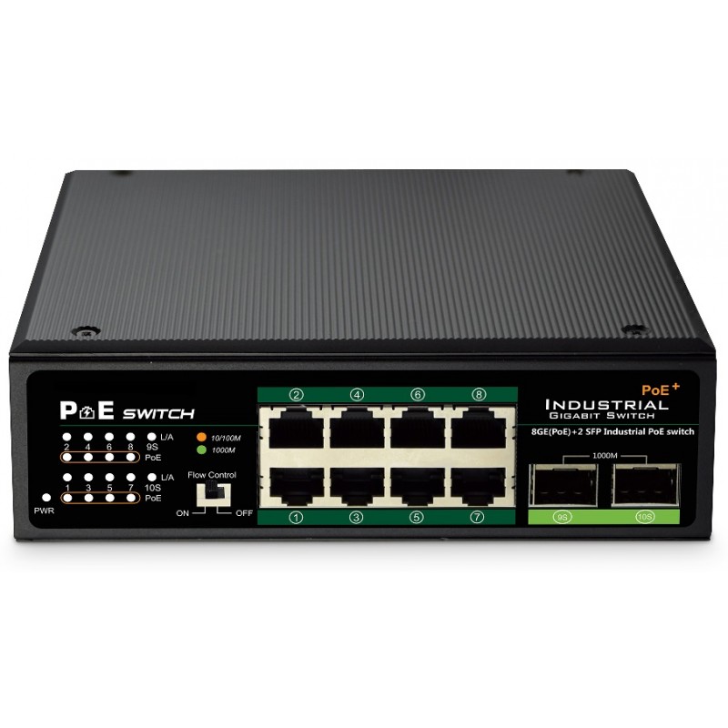 DN-651110, Индустриален 8 порта Gbit PoE+ (+ 2xSFP) DIN