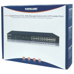 561372, 24 портов Gbit PoE+4 SFP Combo (430W)