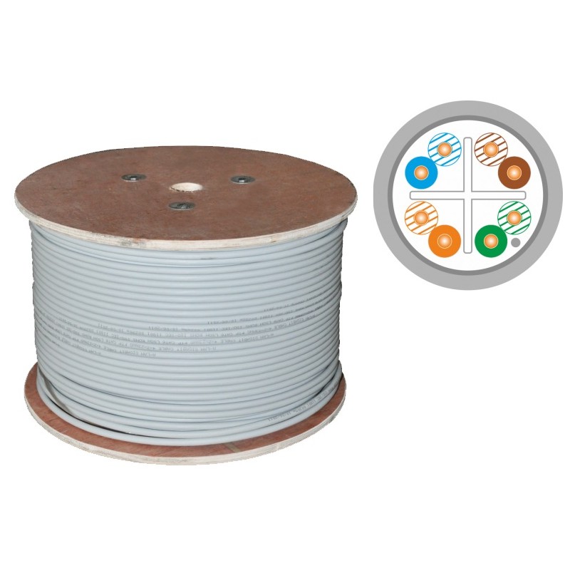 KIF6PVC500, Кабел FTP Cat.6 PVC 23AWG 500m сив, A-LAN KIF6PVC500, Кабел FTP Cat.6 PVC 23AWG 500m сив, A-LAN