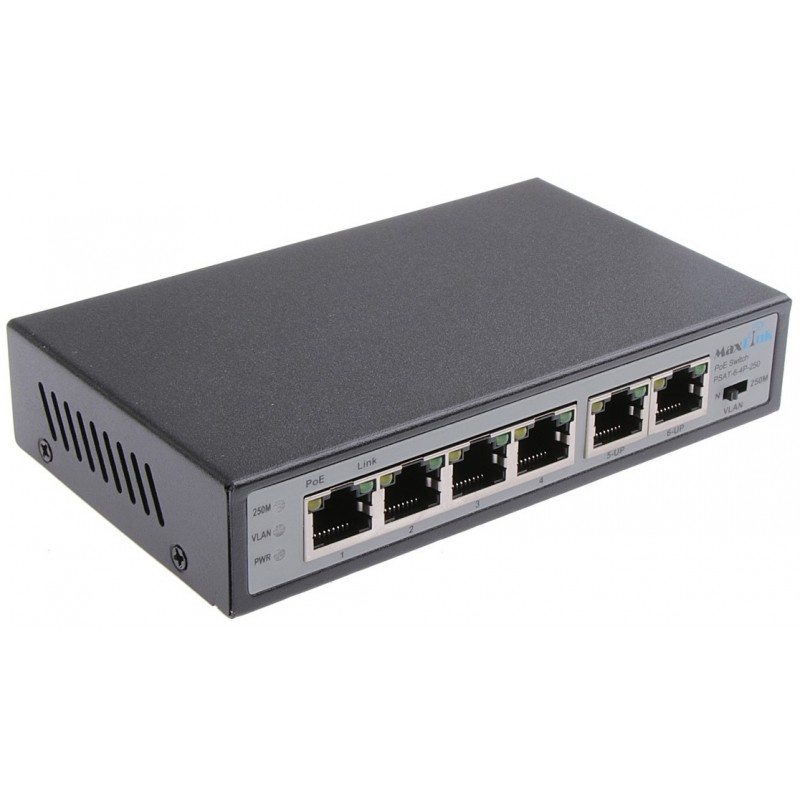 PSAT-6-4P-250, MaxLink PoE switch 6 port 10/100Mbps 65W