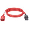 LPCA02-X, Захранващ кабел C13 - C14 locking 1.2m червен