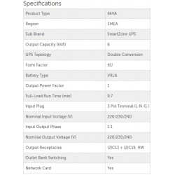 U06N12V, SmartZone UPS, 6kVA, 3U+3U, 230V, single phase, double-conversion on-line power protection