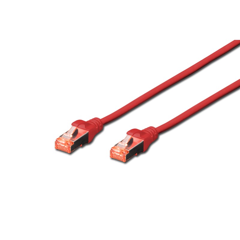 DK-1644-005/R  DK-1641-005/R, Пач кабел Cat.6 0.5m SFTP червен, Assmann